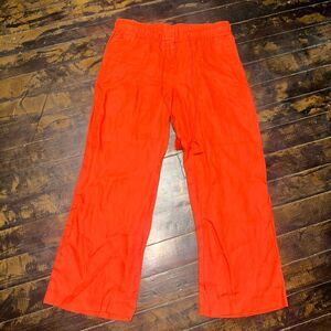 Loft linen red 6P cropped normcore beachy wide leg pants